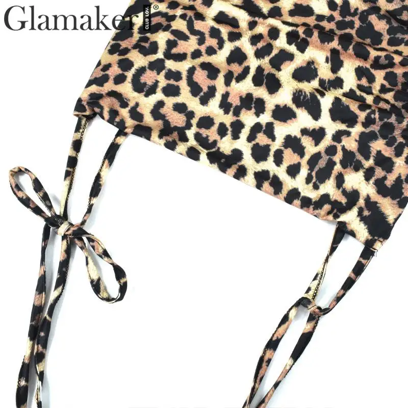 Glamaker, леопардовое плиссированное платье на тонких бретелях, женское летнее длинное платье с открытой спиной, сексуальное элегантное вечернее платье на шнуровке, vestidos