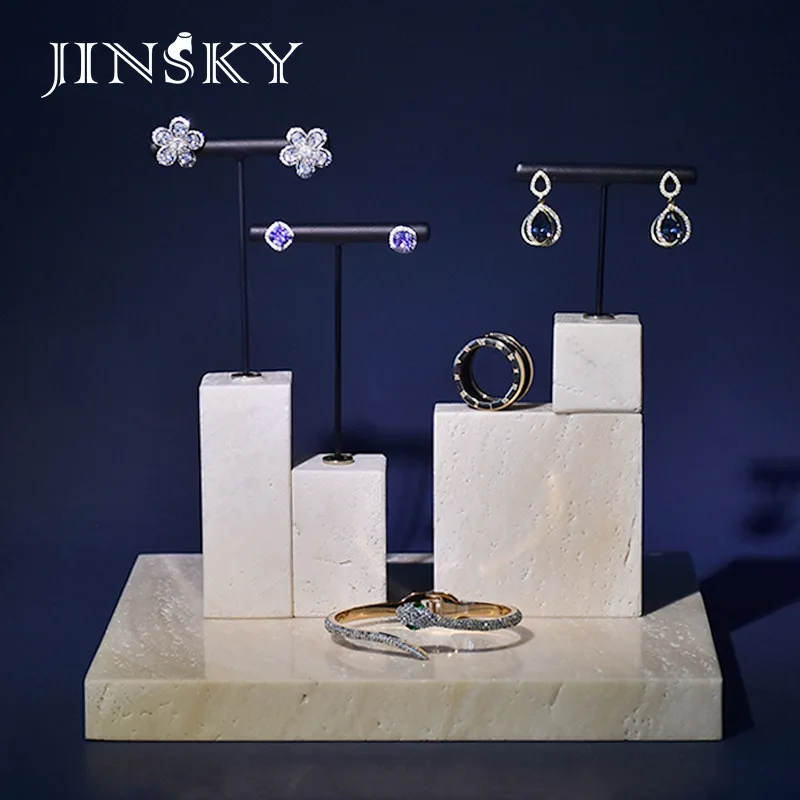 Yellow hole stone earrings rack display rack ring rack supporting light luxury INS style jewelry display photography props 3d floating picture frame jewelry display shadow box stand rack coin ring pendant holder protection gems stone presentation case