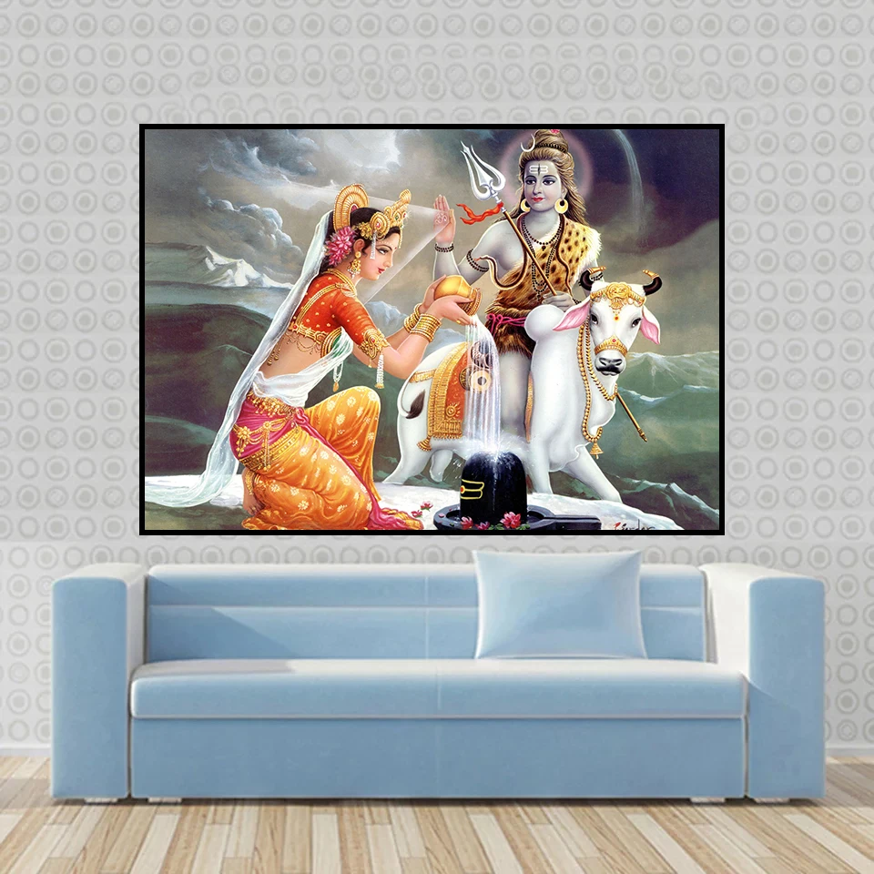 5D алмазная вышивка мозаика религиозные Shiva Parvati Ganesha картины Стразы 3D живопись