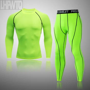 

New winter Men's Jogging Thermal underwear suit Compression long johns Men solid color sportswear compression thermal underwear