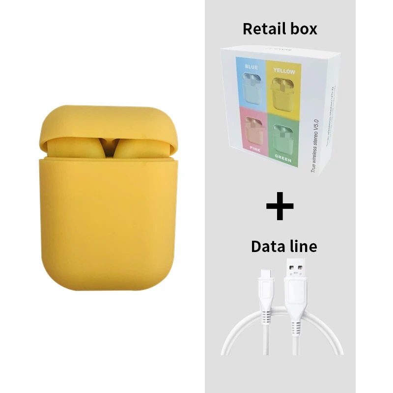 yellow Наушники i12 tws Bluetooth 5,0, беспроводные наушники, бизнес гарнитура, свободные руки, спортивные наушники для Iphone, Xiaomi, samsung, huawei - Цвет: yellow