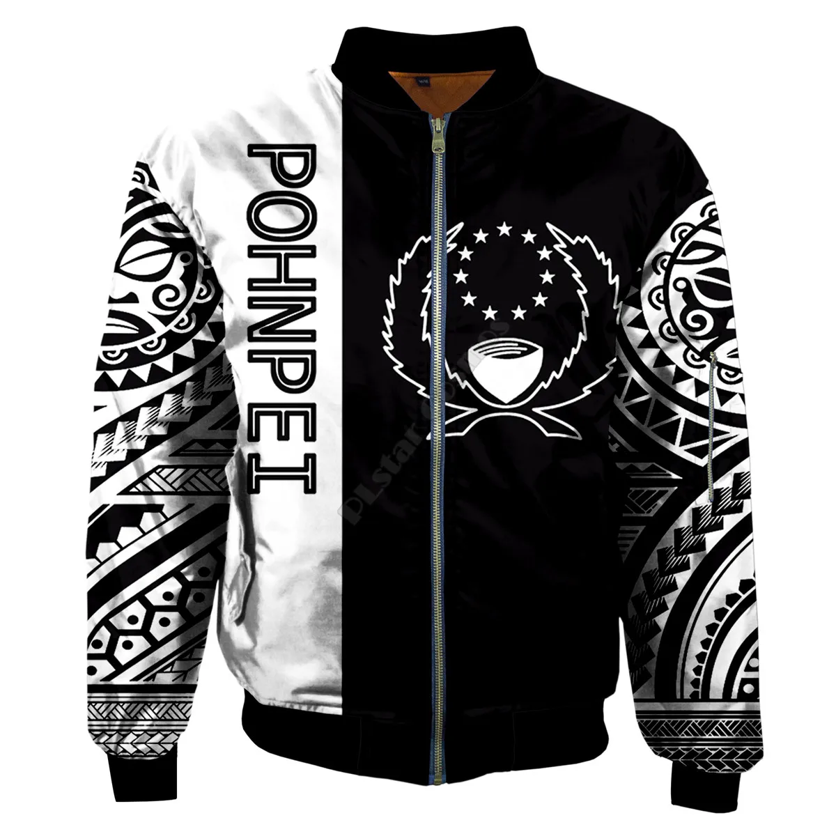 Men Women Winter Bomber Jackets Polynesian Pohnpei 3D Printed Autumn Zipper Flight Jacket Casual Unisex Harajuku Coat 05