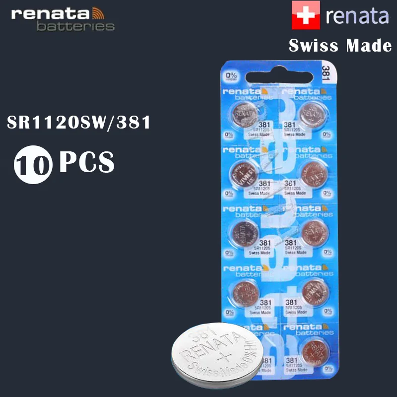 10 шт./лот renata 381 швейцарский Серебряный оксид часы батарея 381 SR1120SW SR1120 1120 1,55 в кнопка батареи для монет