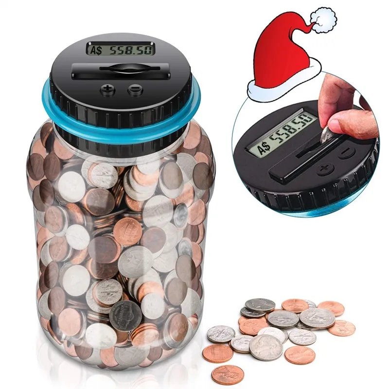 Piggy Bank Coin Counter Electronic Digital LCD Money Automatic Counting Jar Box Saving Piggy Bank Coins Storage Box Dropship