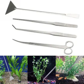 

4pcs/set Aquarium Tank Aquatic Plant Remove Tools Straight Tweezer Stainless Steel Aquarium Tank Cleaning Accessories