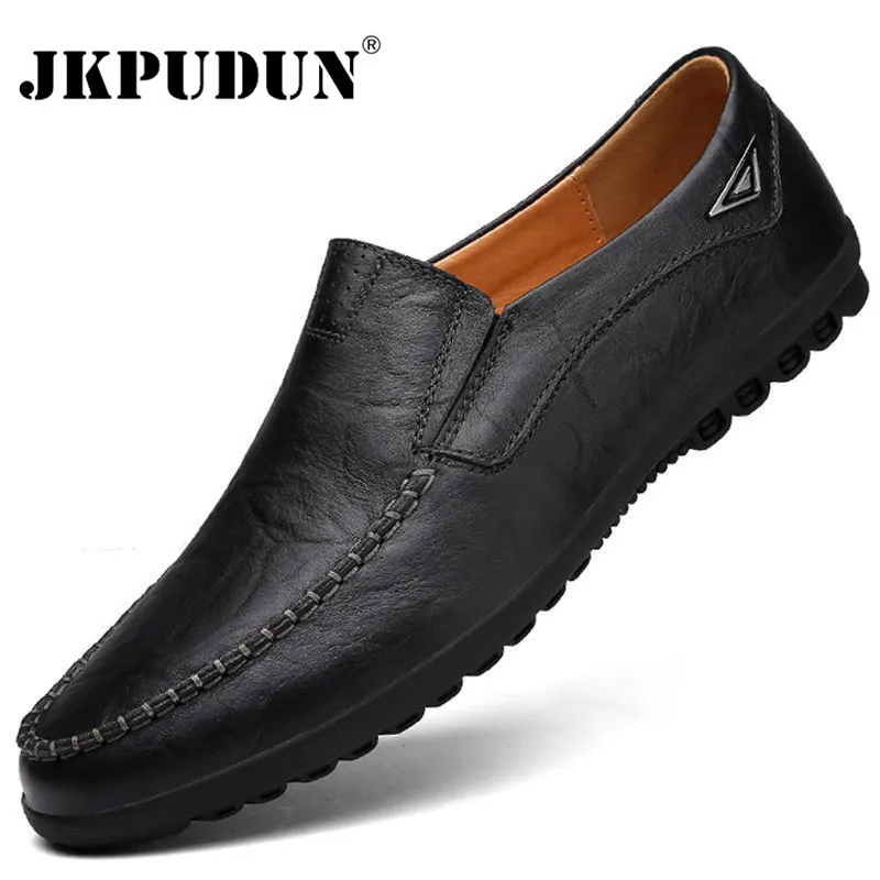 

Genuine Leather Men Shoes Casual Luxury Brand 2020 Italian Mens Loafers Moccasins Breathable Slip on Boat Shoes Plus Size 37-47