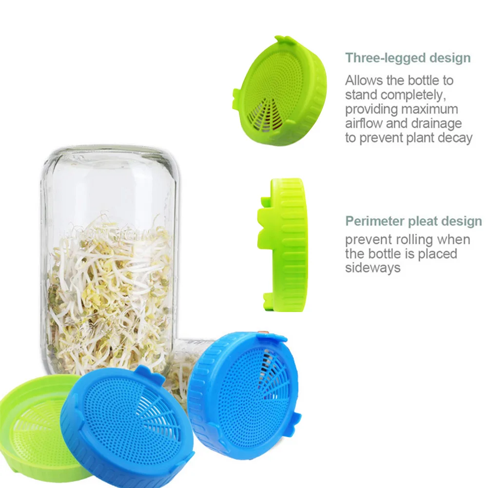 1PC Food Bottle Grade Mesh Sprout Cover Kit Seed Crop Germination Strainer Silicone Sealing Ring Lid Mason Jar Germination
