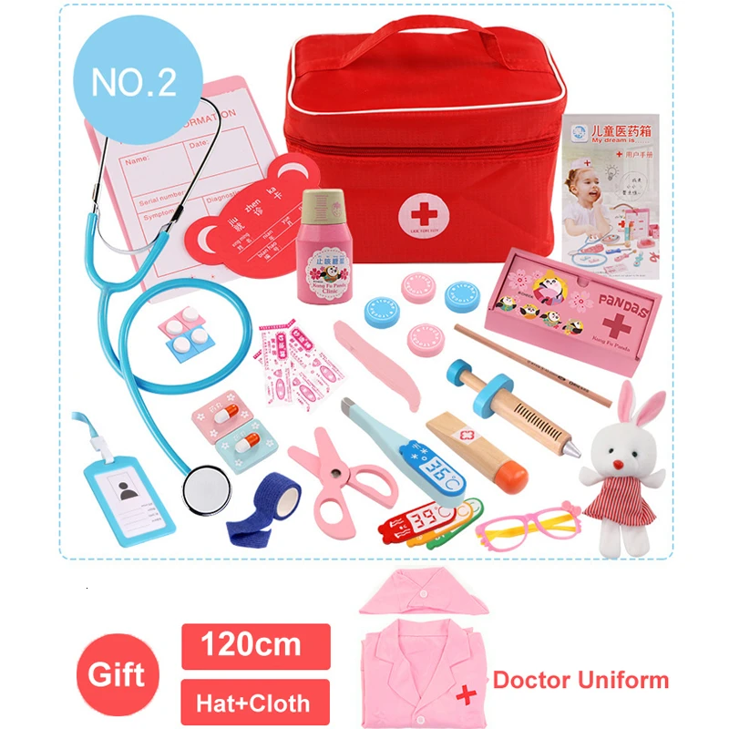 Детские деревянные игрушки-доктора, медицинский набор для моделирования, стоматологический набор, игрушки для медсестры, портативная медицинская коробка для детской ролевой игры - Цвет: Universal Set H