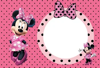 

7x5FT Pink Minnie Mouse Black Spots Frame DIY Bow Custom Photo Studio Backdrops Backgrounds Vinyl 220cm x 150cm