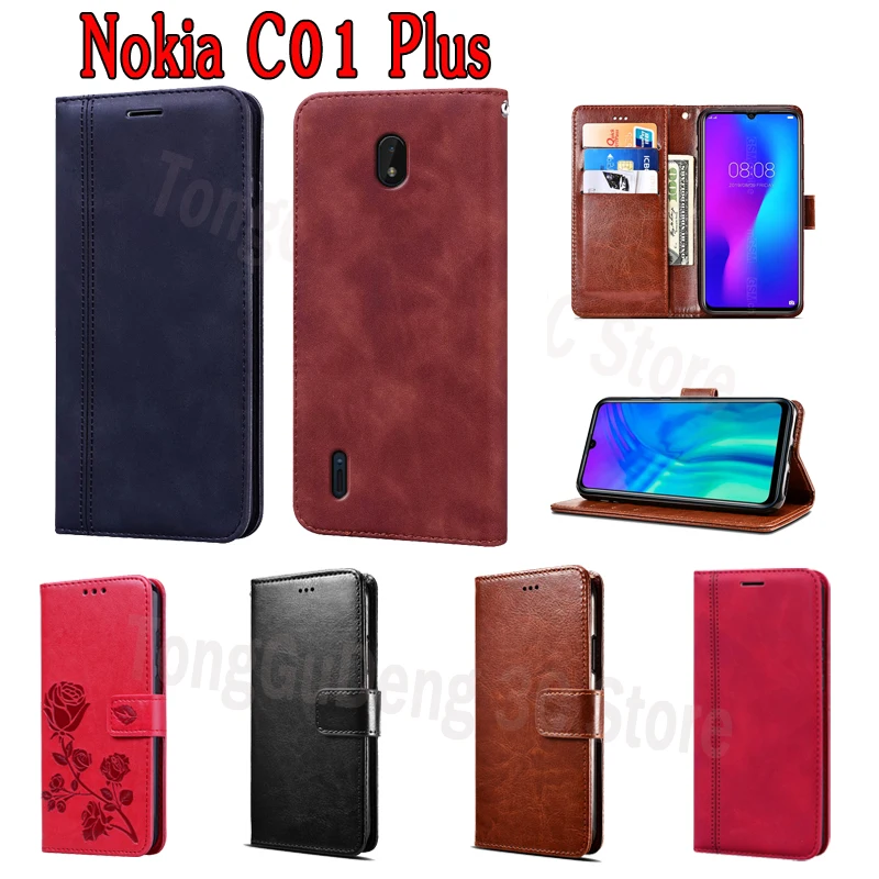Флип Etui для Nokia C01 Plus кожаный чехол-бумажник телефона защитный чехол C 01 чехлы на