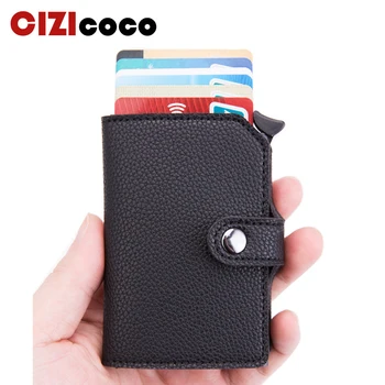 

New Anti-theft Men Credit Card Holder PU Leather Unisex Wallet Rfid Id Card Holder For Women Aluminum Purse Men Bank Travel