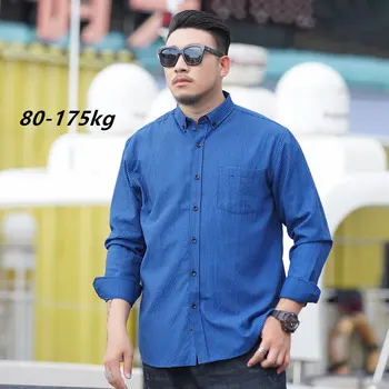 

80-175kg Men Oversized Social Dress Plaid Shirts Long Sleeve Casual Streetwear Shirt Mens Plus Size Top Clothes Camisa Masculina