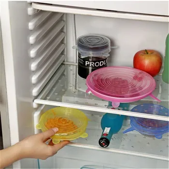 6pcs set Kitchen Accessories Gadgets Silicone Food Lid Stretch Universal Bowl Pot Pan Fruit Vegetable