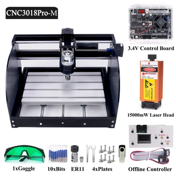 

DIY CNC 3018 Pro MAX Mini CNC Laser Router Engraving Machine with GRBL Offline Controller 1000mW 2500mW 5500mW 7W 10W 15w Module