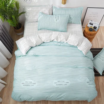 

Thumbedding Stripes Bedding Set King Size Simple Fresh Light Blue Duvet Cover Queen Full Twin Single Unique Design Bed Set