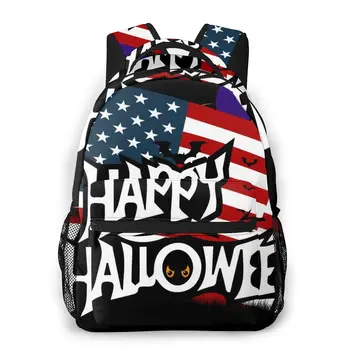 

2020 OLN Travel Backpacks Halloween USA Flag Pumpkin Smile Girl Backpack For Women Large Capacity School Bag For Teenage