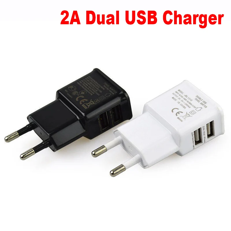 

Dual USB Charger 2A Fast Charging Travel EU Plug Adapter Portable Wall Charger Mobile Cable for iPhone Samsung Xiaomi Huawei