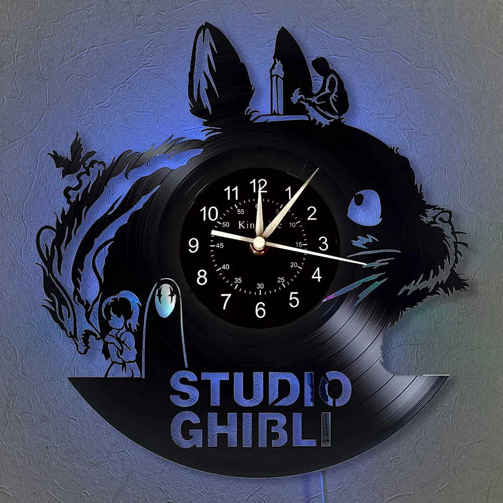 Настенные часы Totoro с виниловой записью 12 дюймов виниловые кварцевые для CD дисков