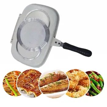

32cm Double Sided Grill Fry Pan For Kitchen Aluminum Double Pan Steak Fry Cooking Cookware Accessories Tool