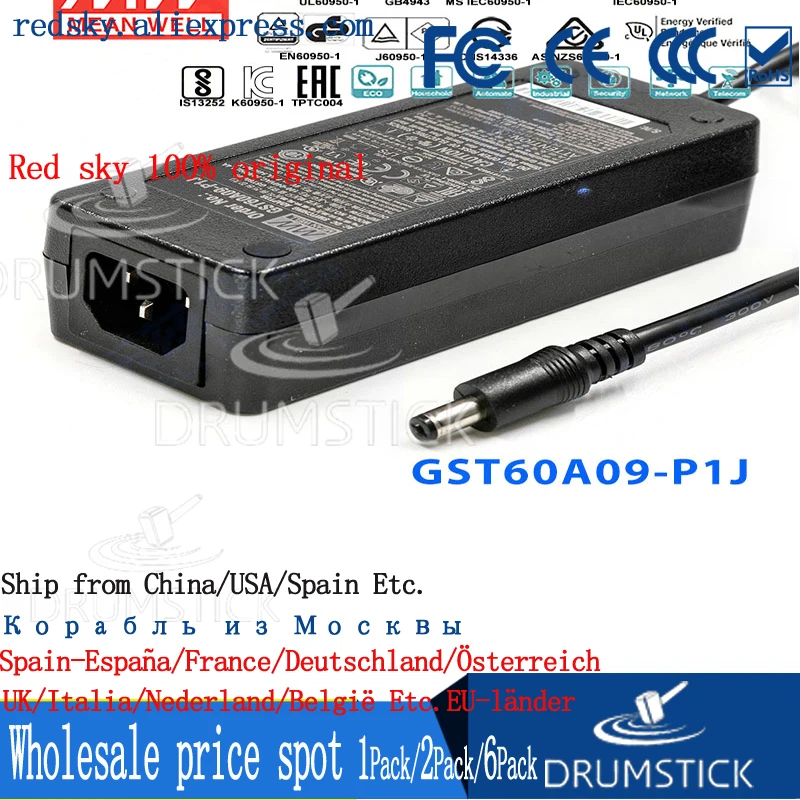 Бренд MEAN WELL представляет GST60A09 P1J 9V 6A meanwell GST60A 54 Вт AC DC постоянного тока высокой