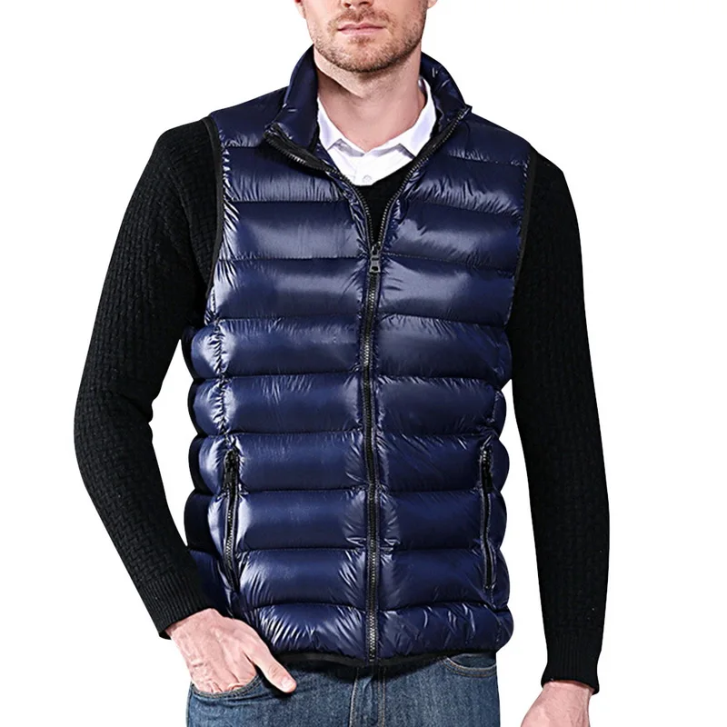 

2019 Men's Autumn Ultralight Sleeveless Down Plus Size 5XL Jacket Vest Male Winter Solid Slim Coat Men Windproof Warm Waistcoat