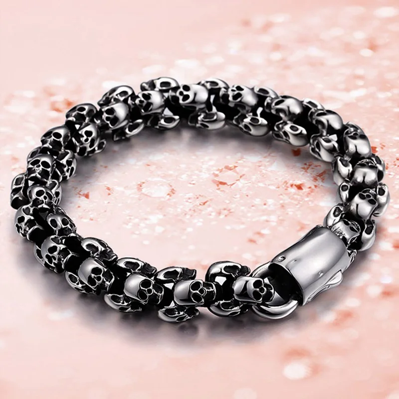 Модный Ретро из титановой стали Череп браслет для мужчин Корейская версия тренда браслет ювелирные изделия оптом