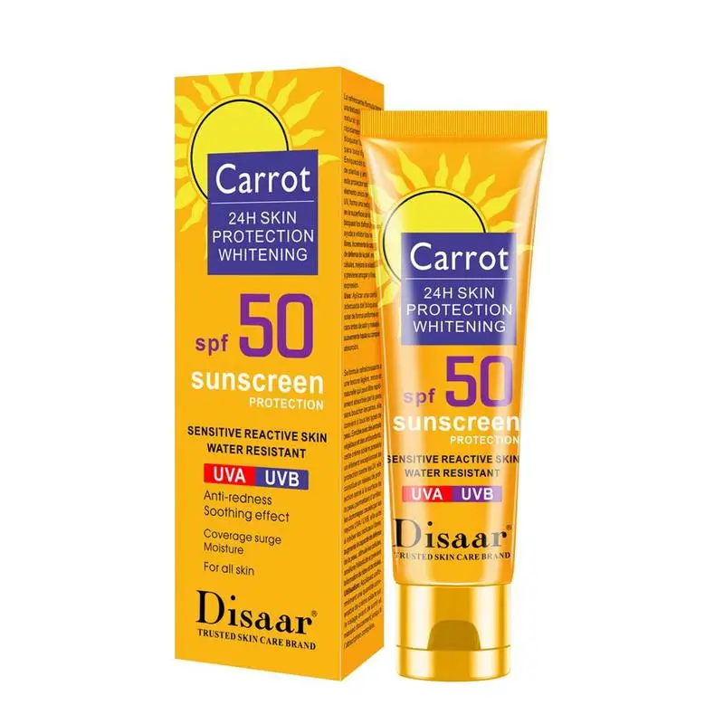 SPF 50++ Sunscreen Cream Waterproof Oil Control 4h Sun Protection Carrot Sunscreen Sunblock Face