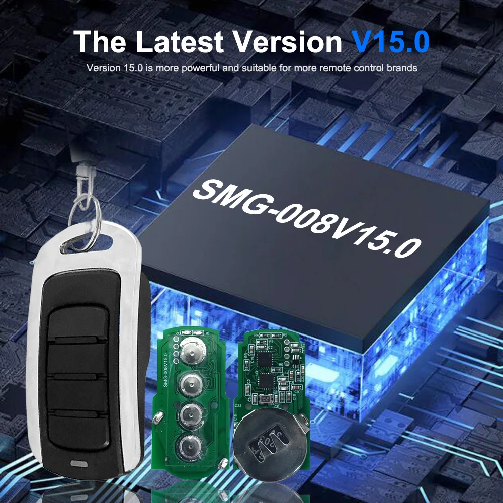 mando garaje 433 MHz 868 MHz control remoto SMG-008V15.0 nueva mando garaje universal 280-868mhz multifrecuencia / mandos a distancia de puertas de garage / mando a distancia garaje / codigo rodante / mando de garaje - Imagen 2