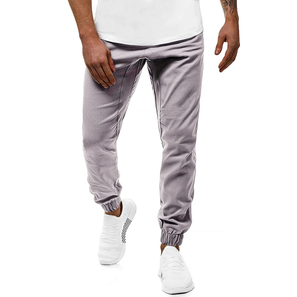 Серый Men Pants New Type of Men's Casual Sport Pants with Small Feet and Loose Lapel In Pure Color - Цвет: Серый