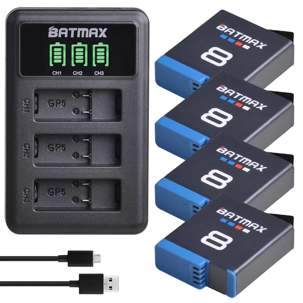 Per Gopro Hero 8 Hero 7 Hero 8 Batteria Nera Gopro 5 Hero 6 Batteria Akkus + Caricatore Usb Led Per Go Pro Hero 8