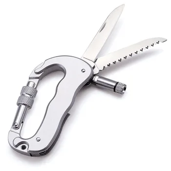 

Portable Multifunctional Folding Security Self Defense Weapons Knife Carabiner Hanging Buckle EDC LED Tool defensa personal