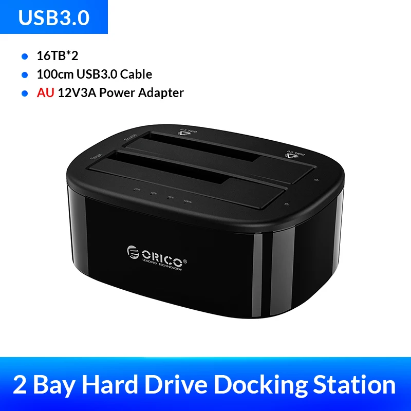 ORICO Dual Bay HDD Docking Station with Offline Clone SATA to USB 3.0 HDD Clone Docking Station for 2.5/3.5'' SSD HDD Enclosure hard disk box HDD Box Enclosures