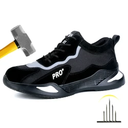 Chaussures de sécurité pour hommes, chaussures de travail, bout en acier, Anti écrasement, lumière de toit, confortable, Anti perforation, résistance à la pénétration des ongles, sécurité 