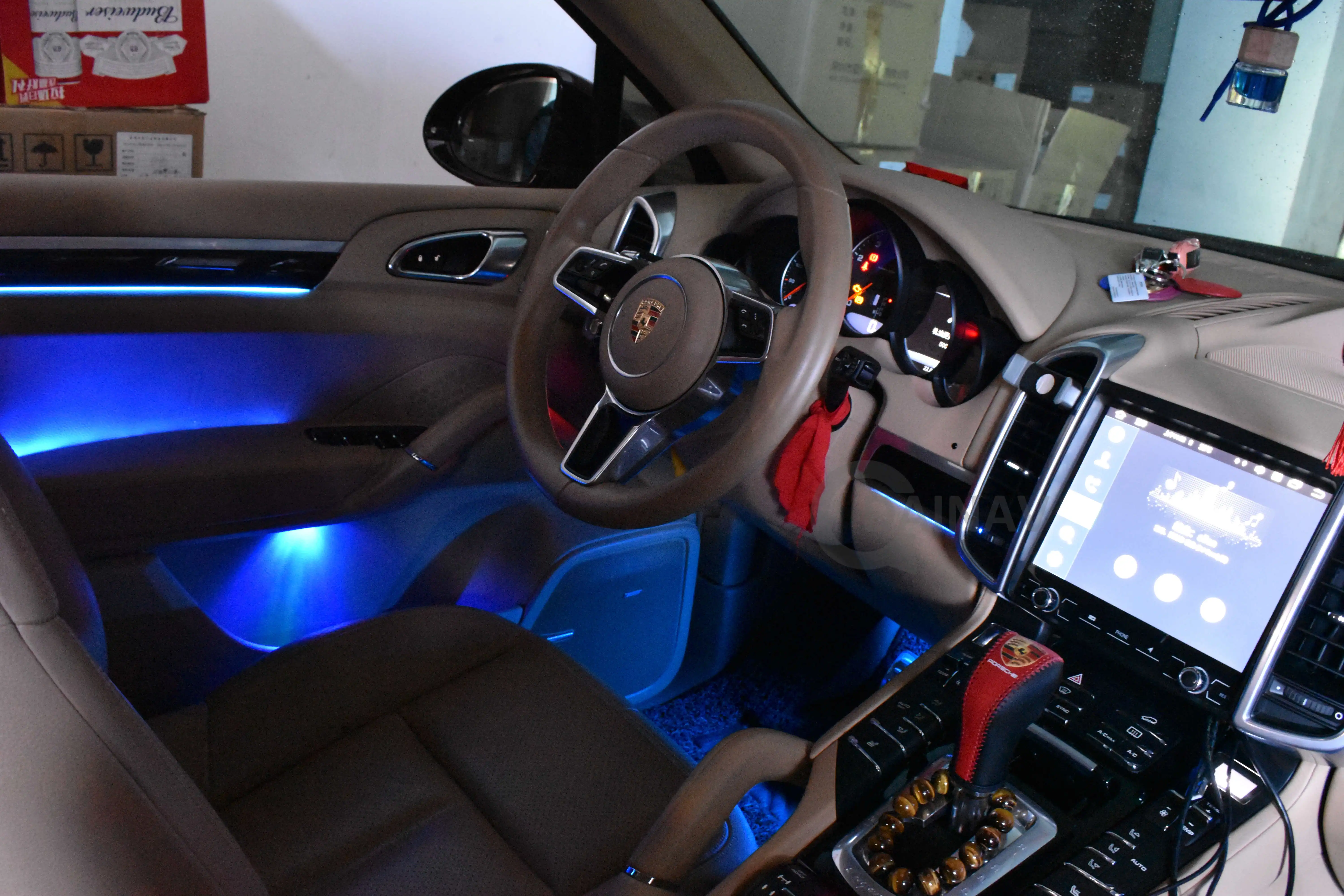 

for Porsche Cayenne 2010-2016 64-color LED light central audio ambient light dashboard audio cover