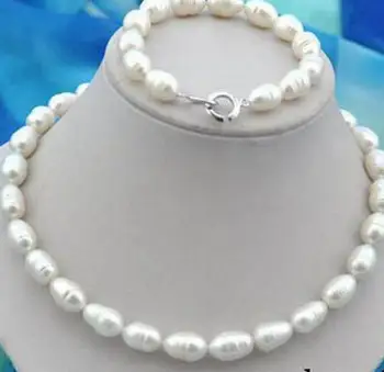 

Free shipping new hot 17" 15mm drip white freshwater pearl necklace 8" bracelet