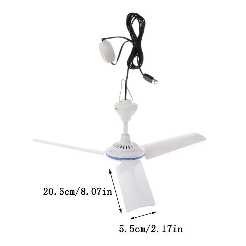  New DC 5V Ceiling Fan Air Cooler Portable USB Fans for Bed Camping Outdoor Mini Hanging Camper Tent