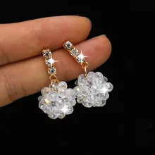 Блестящие боковые новые модные ювелирные хрустальные бусы серьги-гвоздики для женщин подарок элегантный жемчуг Простой стиль серьги