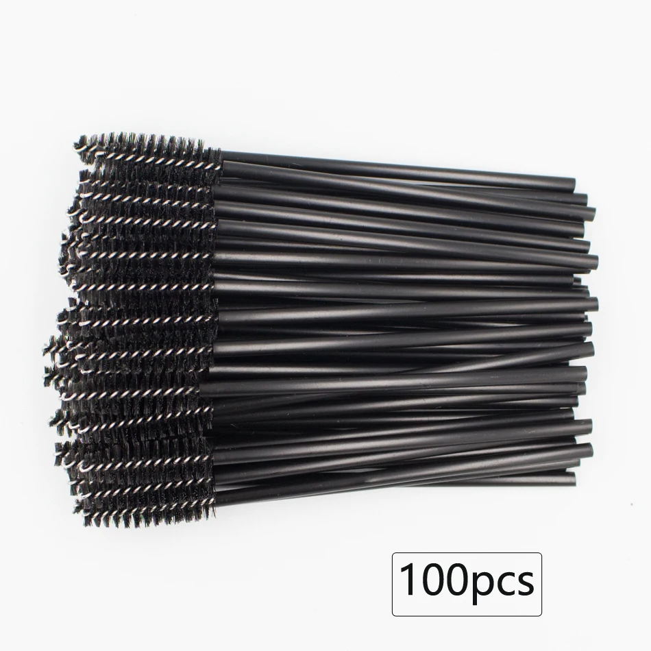 100Pcs Black2 50/100 шт. ресницы для наращивания ресниц щеточки Одноразовые Тушь для ресниц палочки Аппликаторы мини щетка для ресниц ресницы инструмент для макияжа - Color: 100Pcs Black2