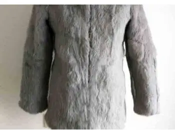 Grey Женское пальто из натурального кроличьего меха с капюшоном, пальто из натурального кроличьего меха с капюшоном, Меховая куртка, фабричное производство TSR56 - Цвет: Grey