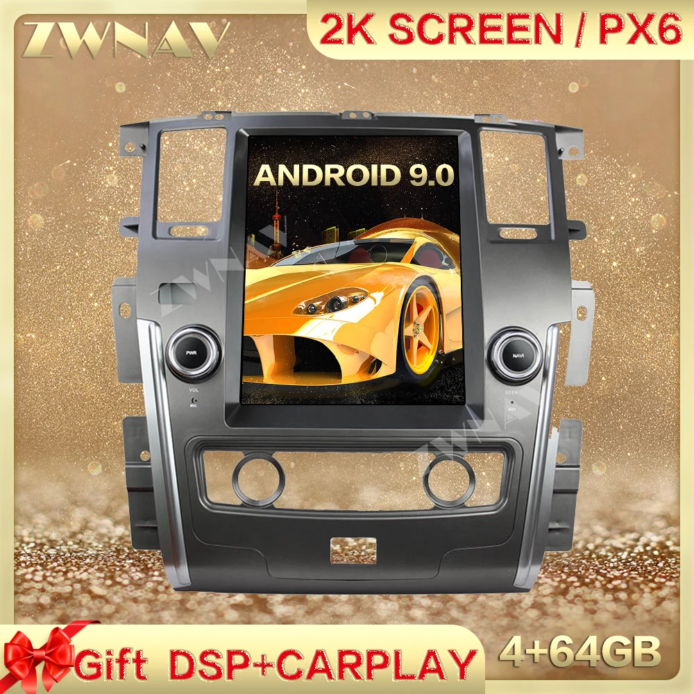 PX6 DSP Carplay Tesla экран 4 + 6G Android 9 0 автомобильный мультимедийный плеер для NISSAN PATROL 2010-2014