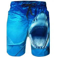 The most fashionable shark 3D printed men's shorts unisex street shorts summer beach Harajuku polyester casual shorts