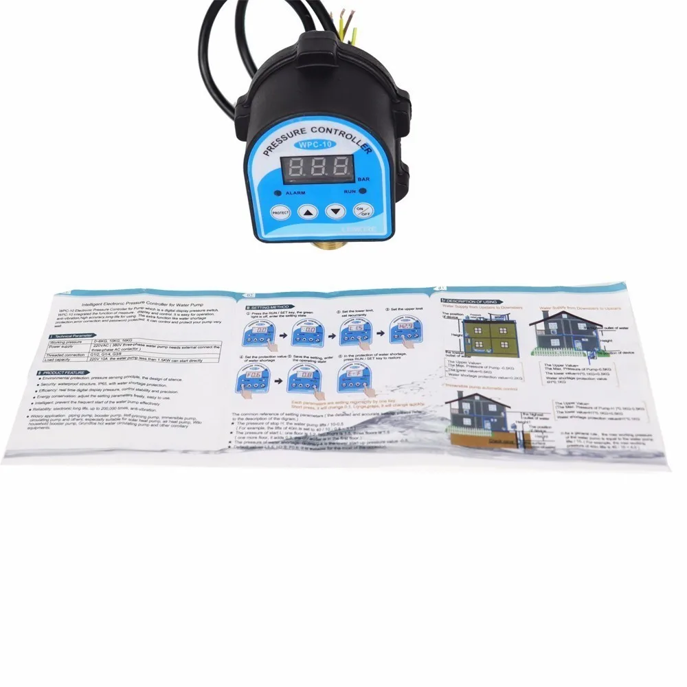Russian Pressure Control Switch Digital LED Display Water Pump G1/4" G3/8" G1/2" WPC-10 Eletronic Controller Sensor With Adapter