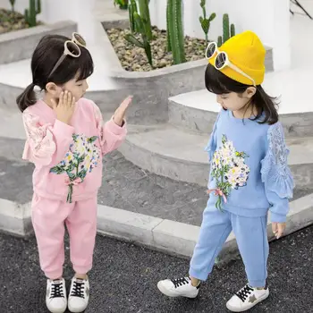 

girl clothing sets fashion children clothes for girls sportswear kids Cotton tracksuit 3 4 years Toddler outfits Flowers costume