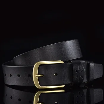 

100% Copper buckle cowhide genuine leather belts for men brand Strap buckle high quality mens belt high quality 2019 new full