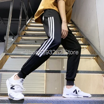 

2020 season men's casual pants Tide brand striped beam feet men's stretch sports pants large size casual pants