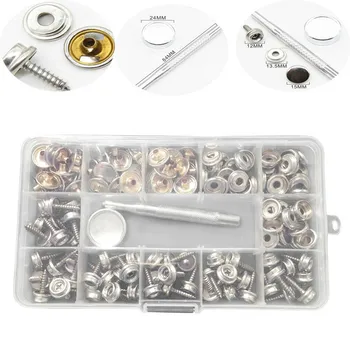 

50 Sets Stainless Steel Metal Canvas Marine Furniture Fasteners Snaps Buttons Press Studs Fixing Tool Kit