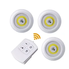 Thrisdar 3 Вт COB диммируемая светодиодная подсветка под шкаф с дистанционным сенсорным краном светодиодный Шайба шкаф светильник s кухонный шкаф лестничный ночник