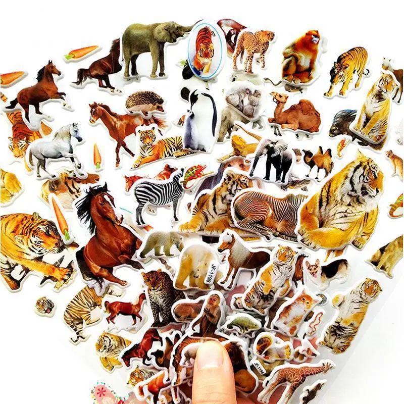 10 листов 3D Животные наклейки s игрушки для детей на скрапбуке телефон ноутбук подарки животные Тигр Лев наклейка динозавра