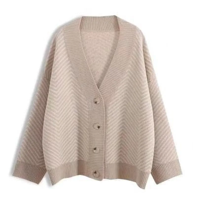 

Knit Striped Cardigan Sweater Ladies Fashion Patchwork Top Spring Long Sleeve Casual Jacket V-neck Button Jacket 2020 Women