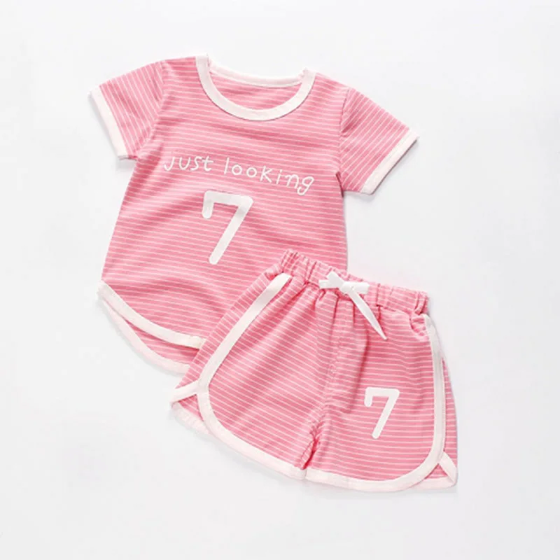 

CHILDREN'S Short-sleeved Clothes Set [0-8-Year-Old] BOY'S Korean-style Sports Set Baby Girls T-shirt Shorts Two-Piece Set Summer
